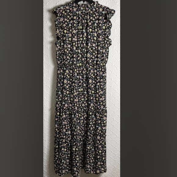 Who What Wear Black Floral Sleeveless Button Tie Waist Maxi Dress - Picture 8 of 11